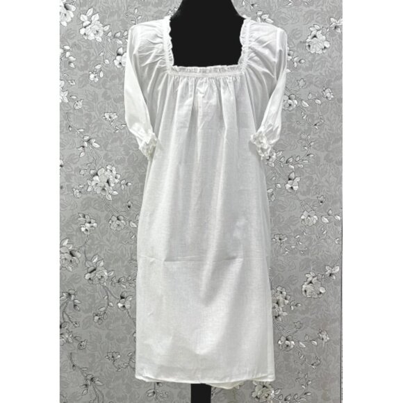 SoieRose 100% Cotton Victorian Short Nightgown with Lace Trim – SR-1222 - Picture 5 of 6